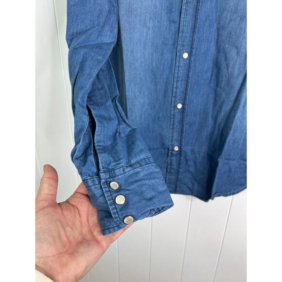 One Teaspoon Men's Django Western Shirt in Blue Ivy Size Large NWT - Picture 3 of 8